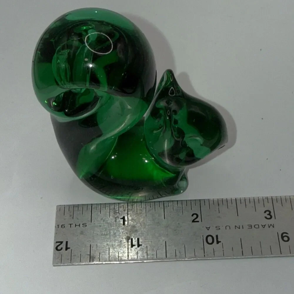 Hand Blown Art Glass Squirrel Light Green 3” x 2 1/2” Paperweight Figurine